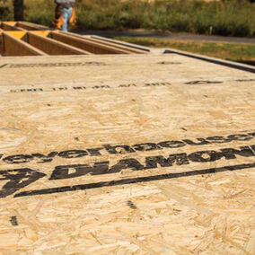 Weyerhaeuser Diamond subfloor installed, for a strong and stable foundation for construction